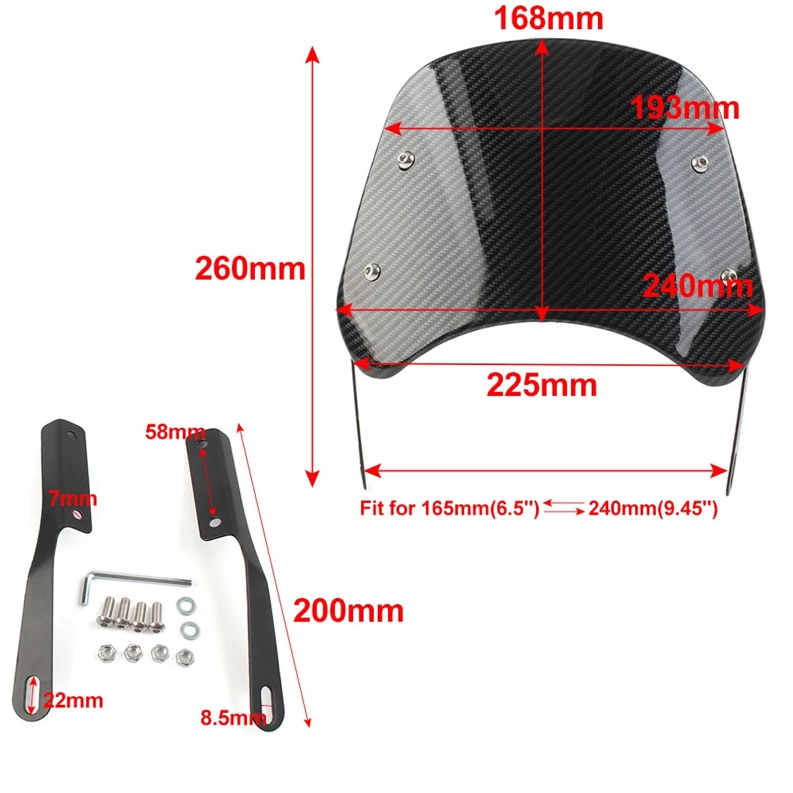 Parabrezza Deflettore Per CG125 Per CG150 Parabrezza Moto Deflettore Antivento Regolabile Cupolino