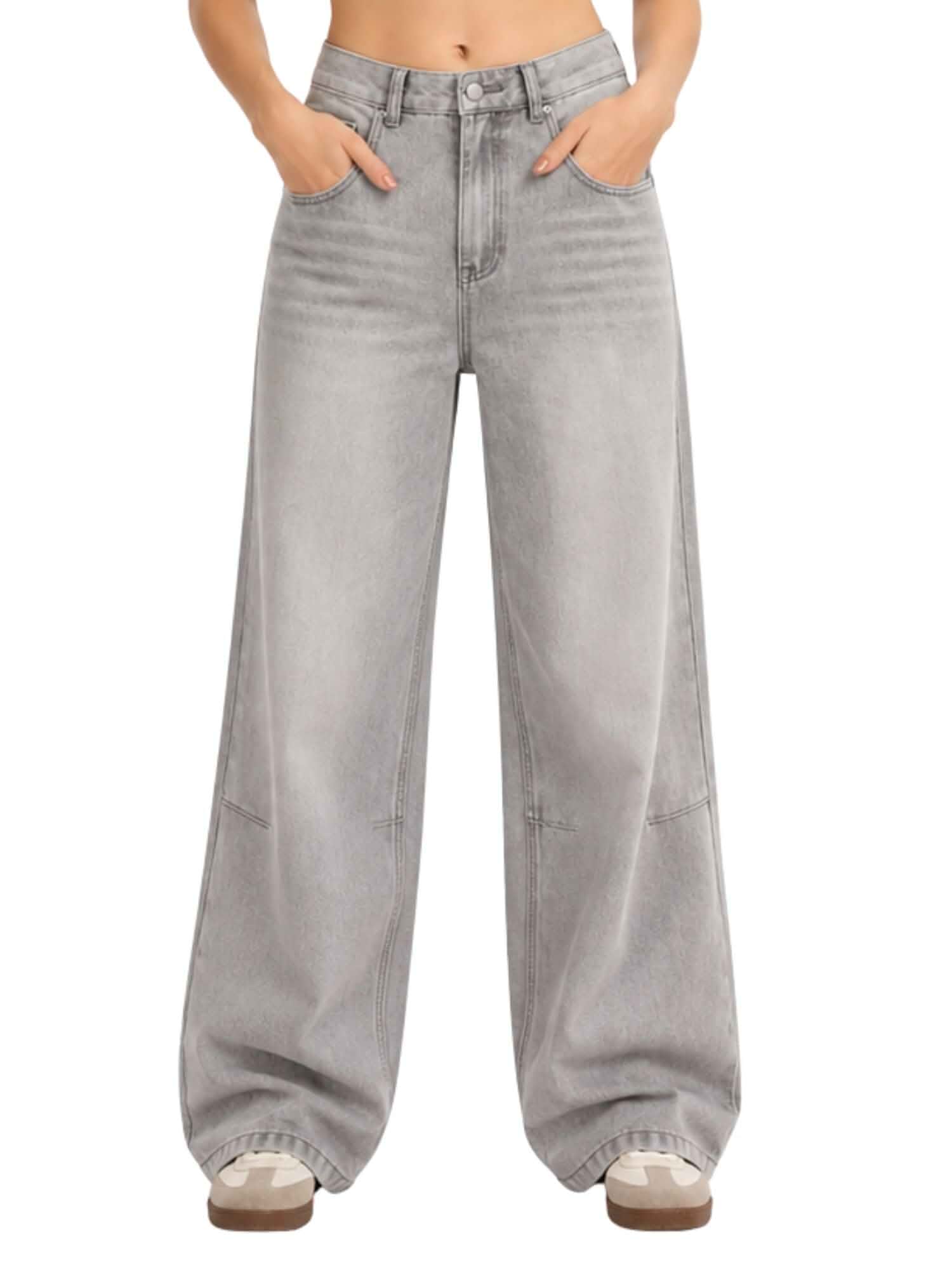 Baggy Jeans for Women Retro Wash Mid Waist Wide Leg Loose Boyfriend Oversized Denim Pants Y2K Jeans · Regular
