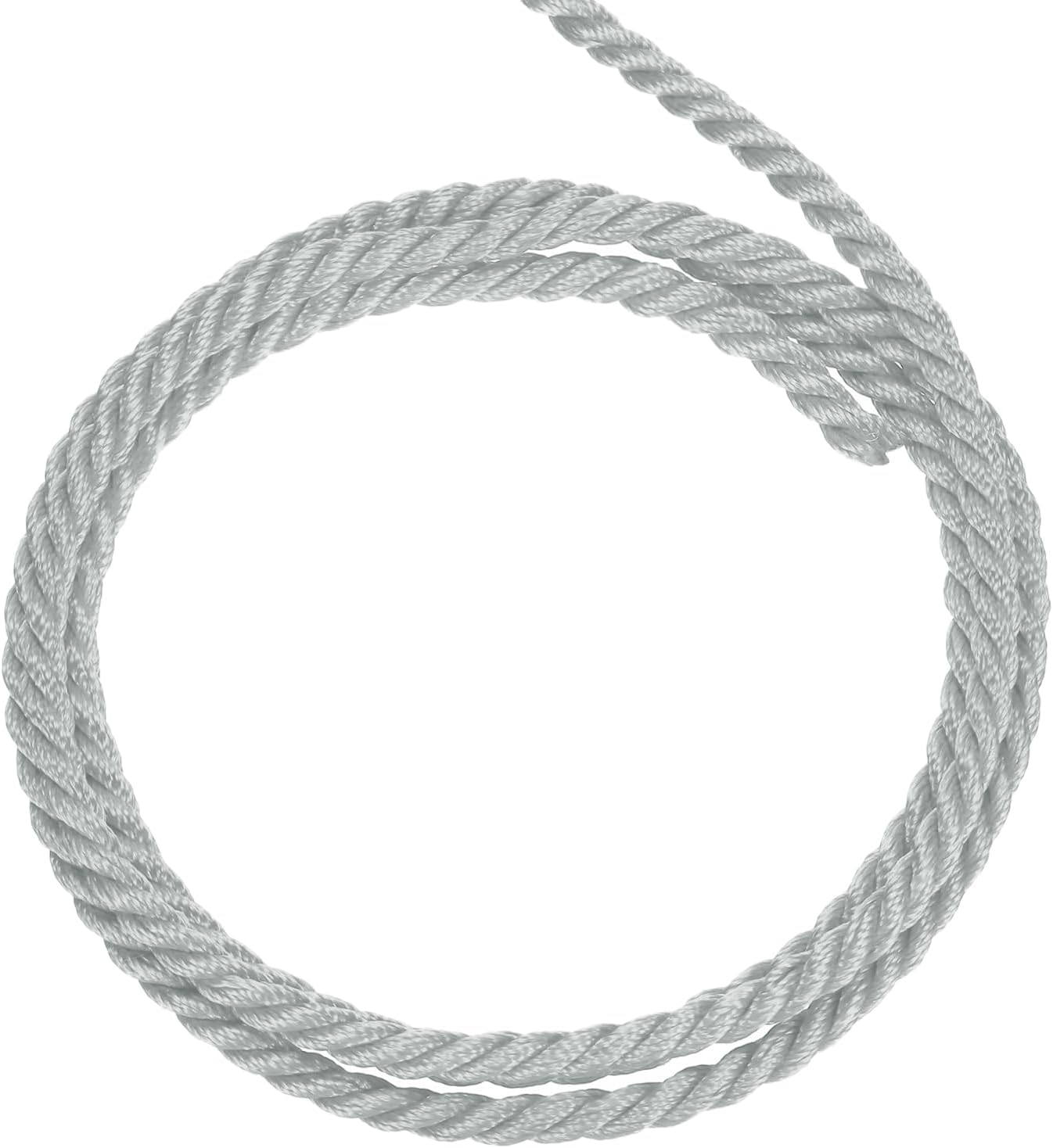 sourcing map Twisted Cord Trim, 11 Yard 3.5mm 3-Ply Twine Braided Rope Shiny Thread String for Craft Gift Bag Curtain Christmas Decor, Silver Grey - 10m