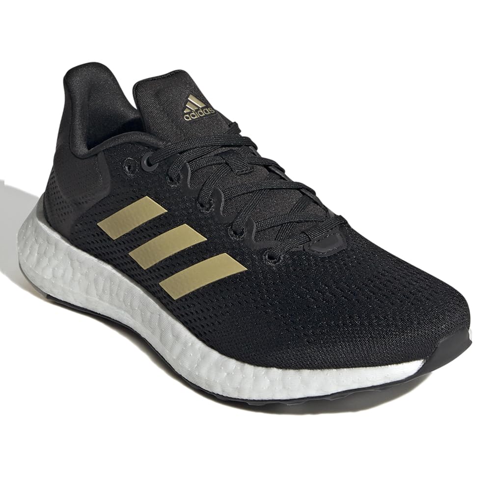 adidas Women's Pureboost 21 Running Shoe, Black/Gold Metallic/Grey, 9