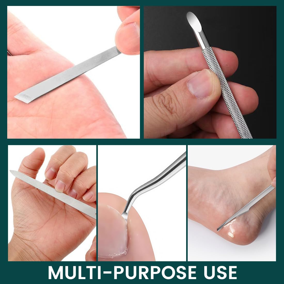 7 Pcs Unghie incarnite piedi, Ingrown Toenail File and Lifters Set, Stainless Steel Ingrown Toenail Removal Kit, Under Nail Cleaner Pedicure Tools