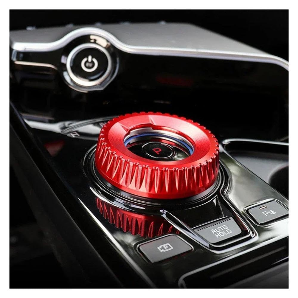 HYASDBWE Aluminum Central Gear Shift Knob Ring Cover Shift Gear Trim for Kia for Sportage NQ5 for Seltos 2022-2024 Gear Shifter Parts(Red)