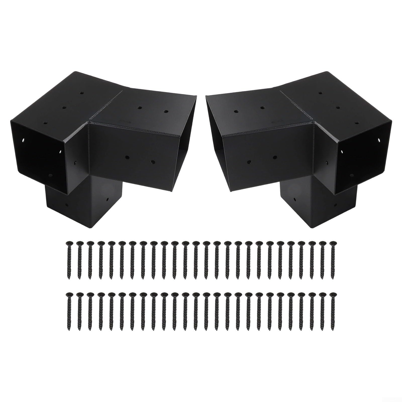 Schräge Dach-Pergola-Halterungen Wandhalterung für 4 10,2 cm Pfosten, robustes Stahl-Pavillon-Hardware-Kit mit Schrauben, schwarz (links 15° + rechts 15°)