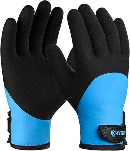 Miniatura 7 de KAYGO Guantes de trabajo térmicos impermeables para hombres y mujeres, revestimiento de látex a mano completa, forro aislado acrílico para clima