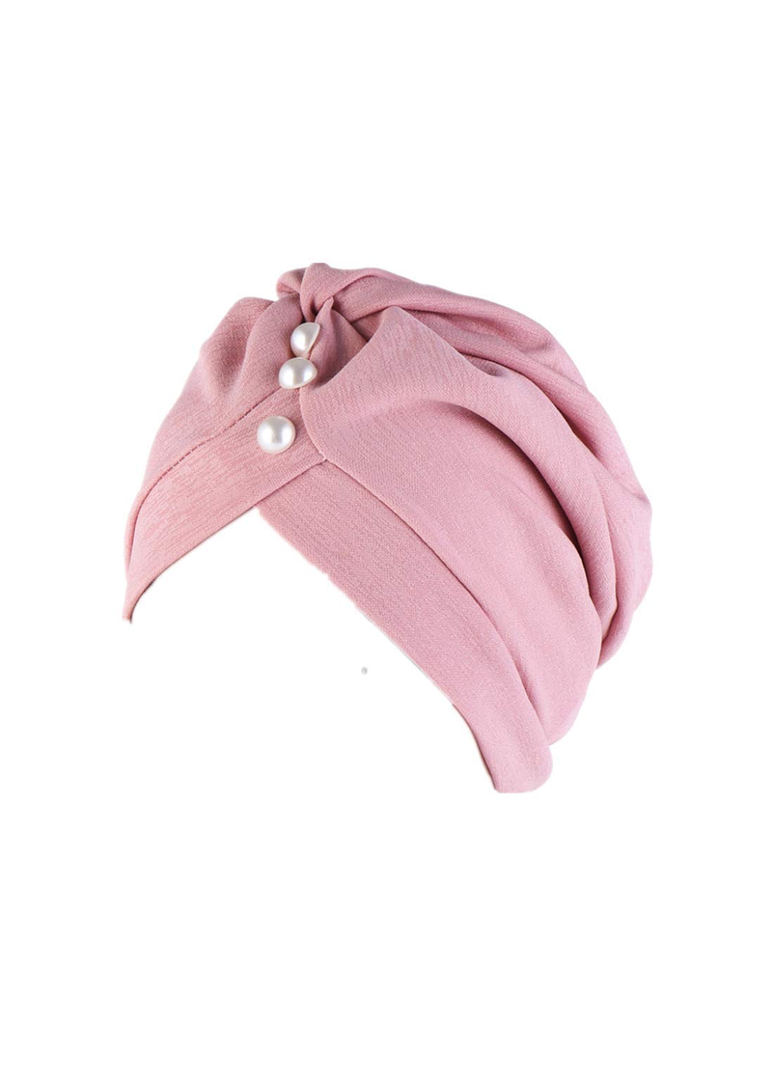 HZUX Elegant Women Turban Cap Bead Muslim Hijab Headwear India Hats Chemo Caps Cancer Hats
