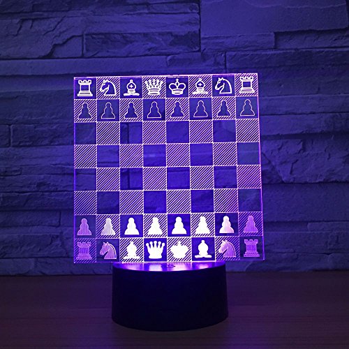 Lámpara de ilusión 3D ajedrez luz nocturna LED táctil miniatura 5