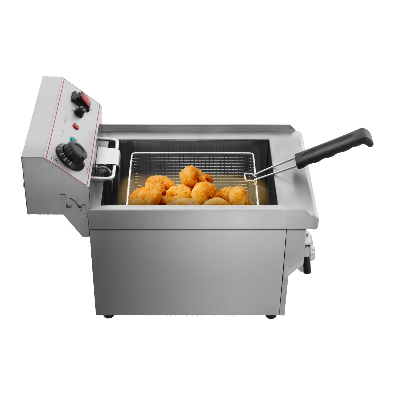 Freidora eléctrica comercial de acero inoxidable de 3000 W con cesta, 10 l, freidora de cocina grande con grifos, rango de temperatura: 60-200 °C