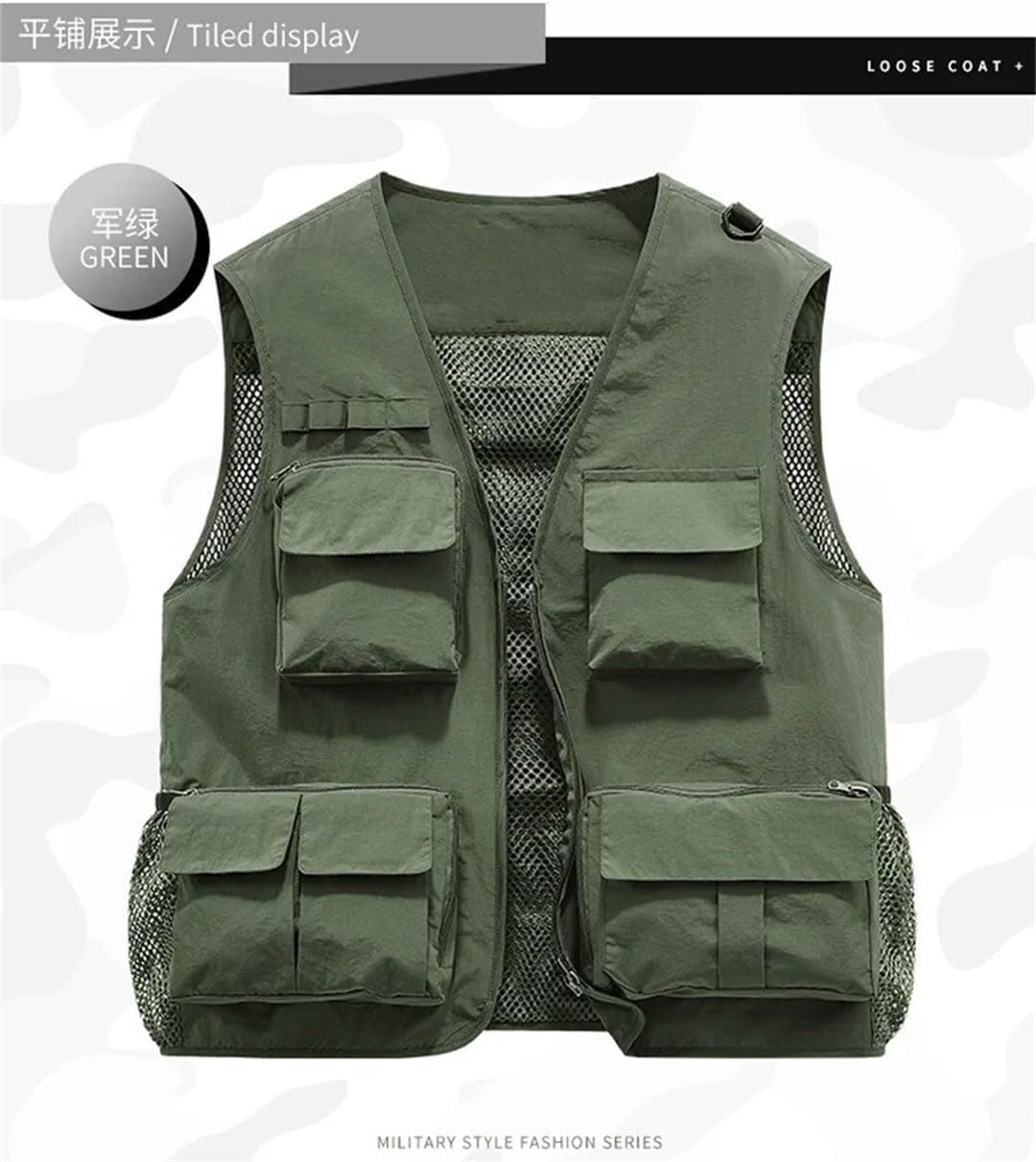 Gilet da Pesca, Fotografia all'aperto, Traspirante, Impermeabile, Multi-Tasche, Gilet da Escursionismo, Gilet da Allenamento(See Picture5,XXL)