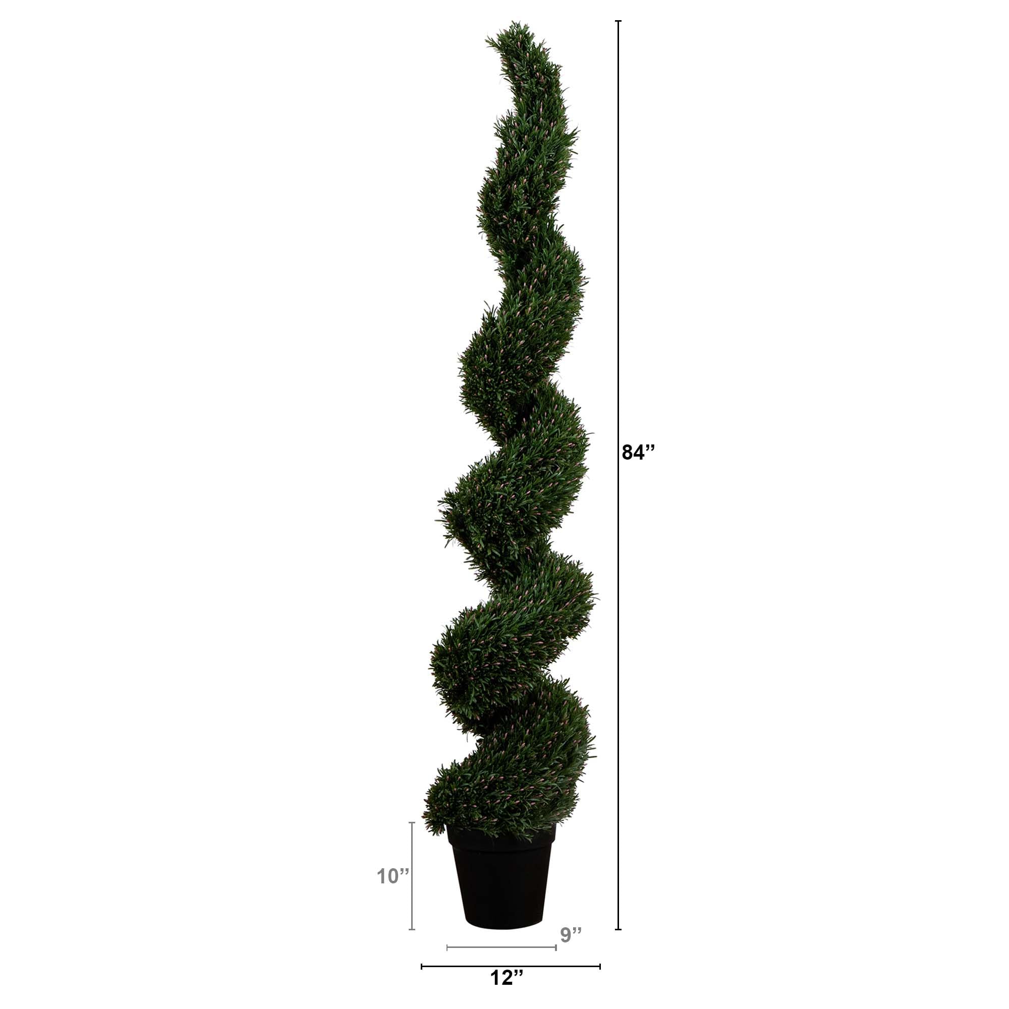 Nearly Natural 7ft. UV Resistant Artificial Rosemary Spiral Topiary Tree (Indoor/Outdoor)