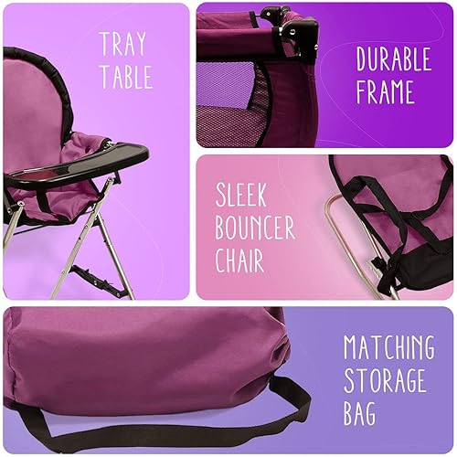 Miniatura 4 de Mommy & Me Juego de accesorios 3 en 1 para muñecas de bebé, Mega Deluxe con silla alta para muñecas, gorila de muñecas y cuna de muñeca N Play, se