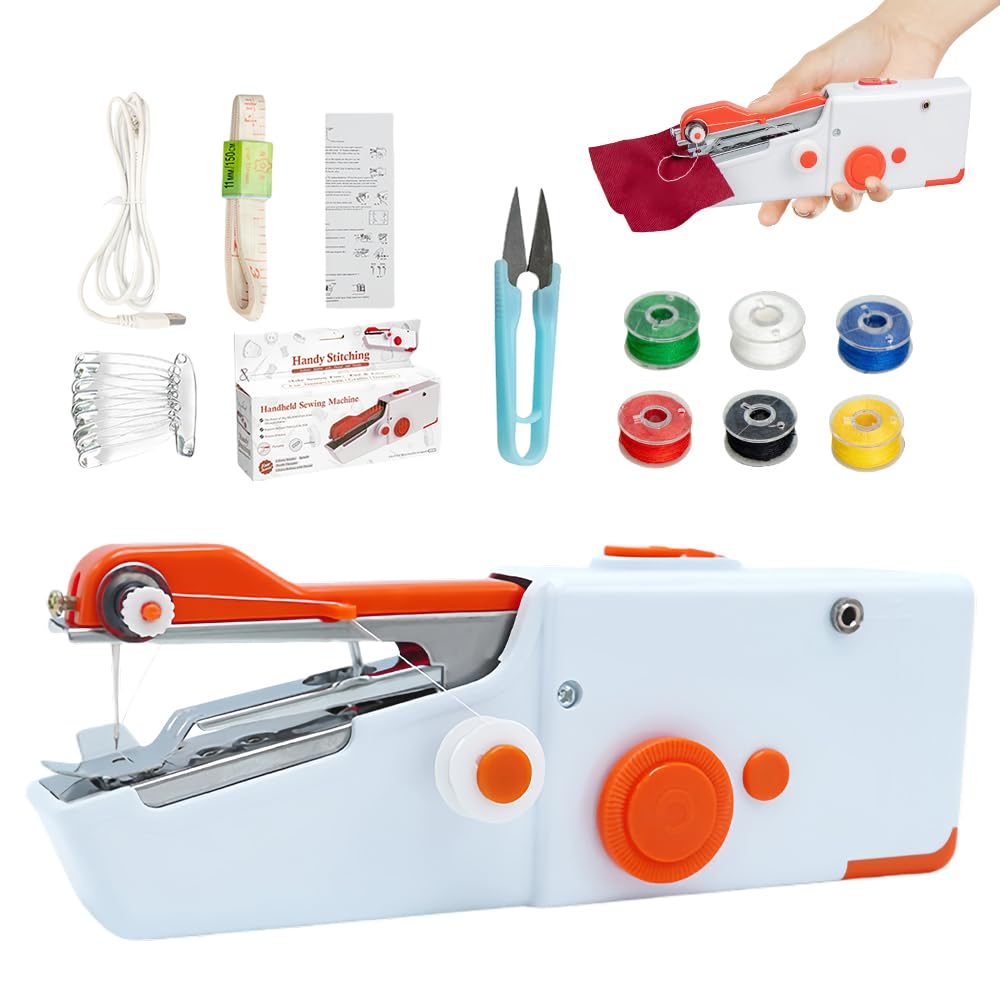 Handnähmaschine,Mini Nähmaschine,Tragbare Elektrische Mini Nähmaschine für Anfänger Erwachsene,Schnell Zu Nähen Geeignet,für Kleidung,Stoffe,Cutains,Heimreisen