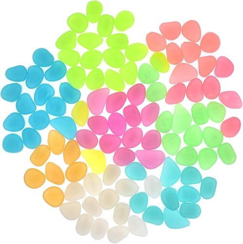 Miniatura 1 de Qeesio - 100 piedras brillantes que brillan en la oscuridad, piedras decorativas para jardín, camino, patio, pecera