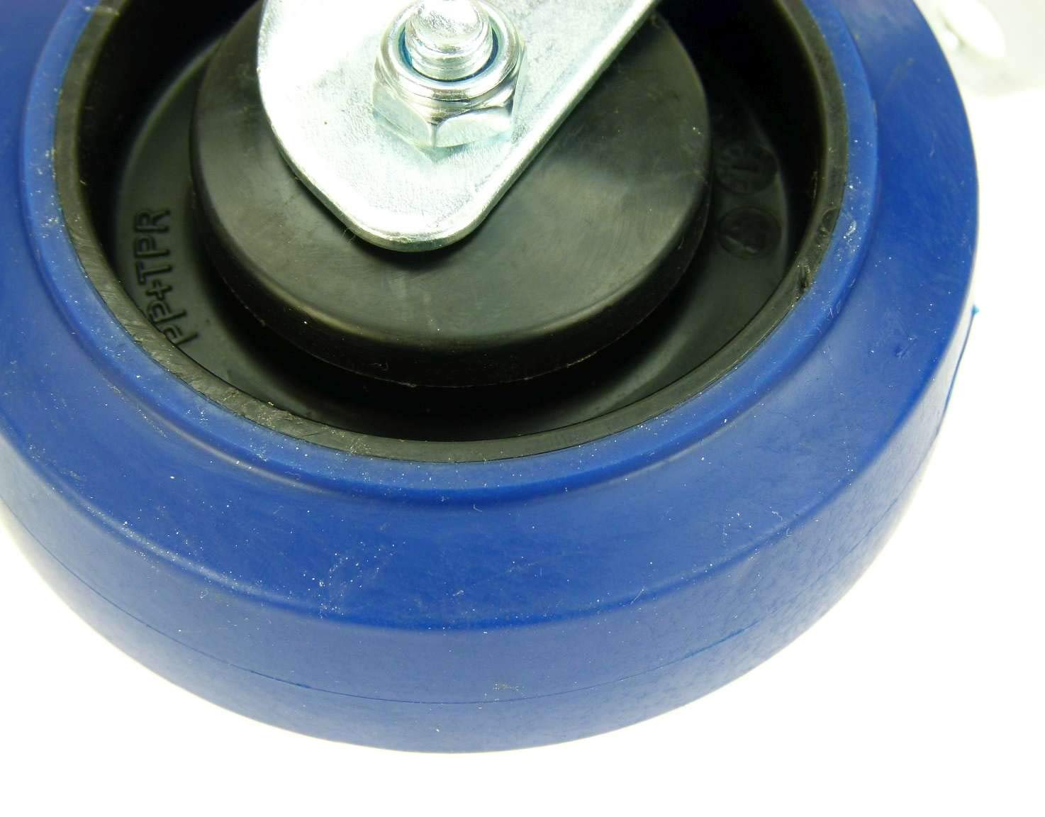 8 Stück 100 mm BLUE WHEELS Blau Transportrollen Lenkrollen Schwerlastrollen 135 kg/Rad - INDUSTRIEQALITÄT ECO (8 x Lenk)