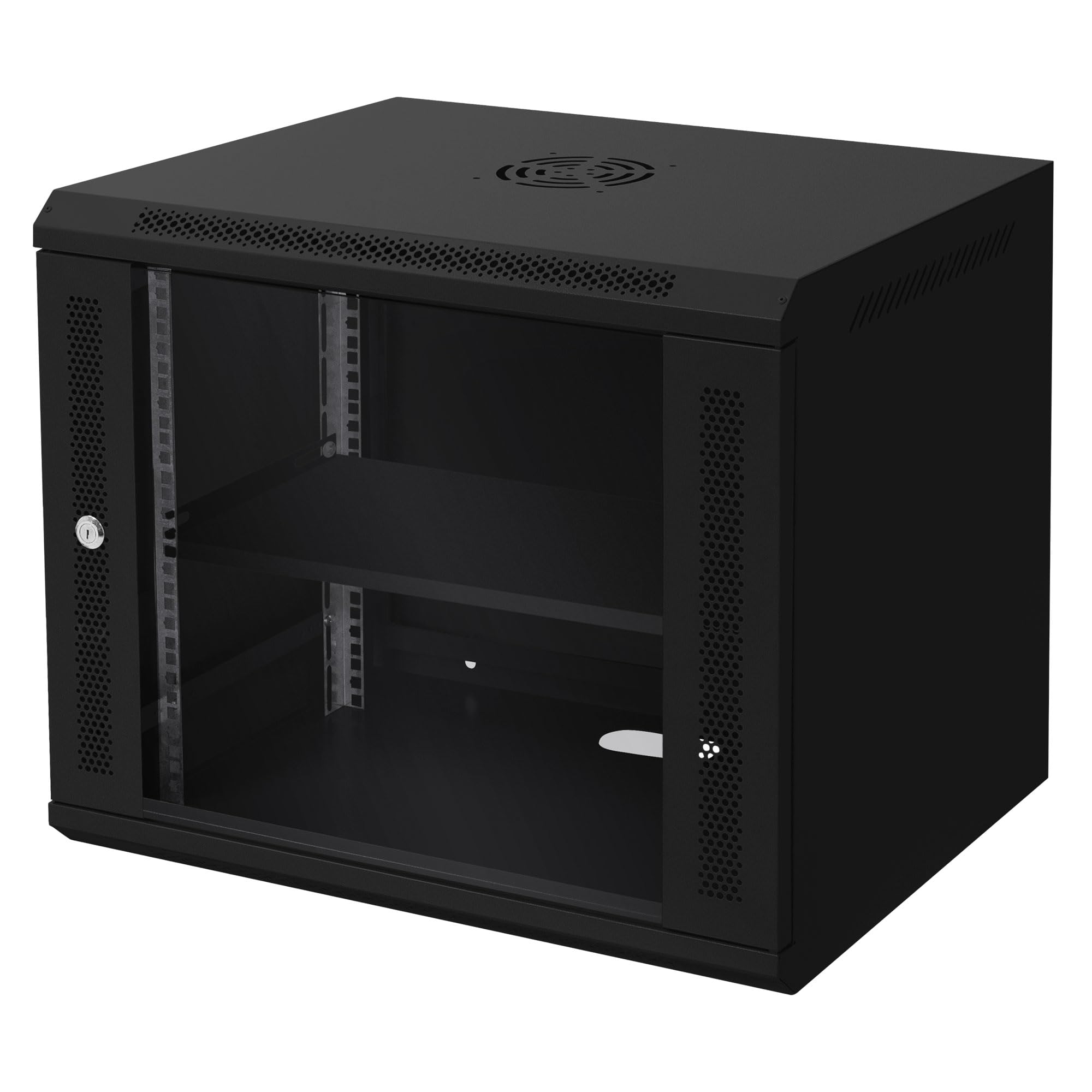 Armadio Rack Server 19" 9U 600x450 Mm - Montaggio A Parete, Vetro Temperato, Grigio, Per Apparecchiature Di Rete