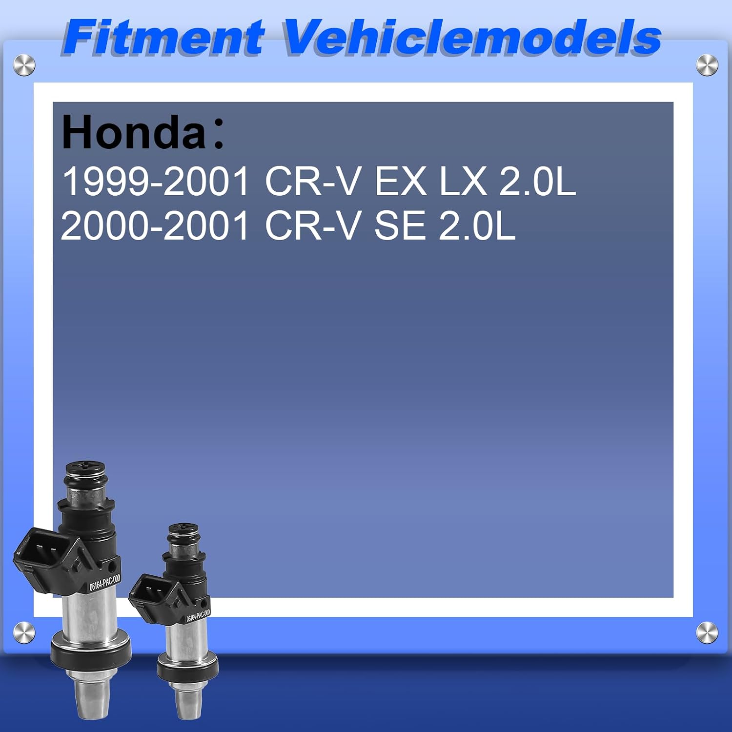 06164PCA000 Fuel Injectors Fit for 1999-2001 Honda CR-V EX LX 2.0L, for 2000-2001 Honda CRV SE 2.0L Replace# 06164-PCA-000, 842-12197, Set of 4