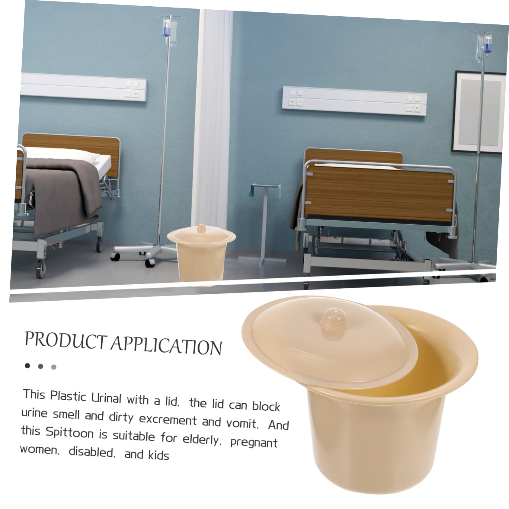 KOMBIUDA Urinal Pee Bucket Woman Potty Bucket Women Bowl Bedpans Pot Trash Can with Lid Bedpans for Pee Bottle for Men Chamber Pot Camping Saucepan Pp Khaki