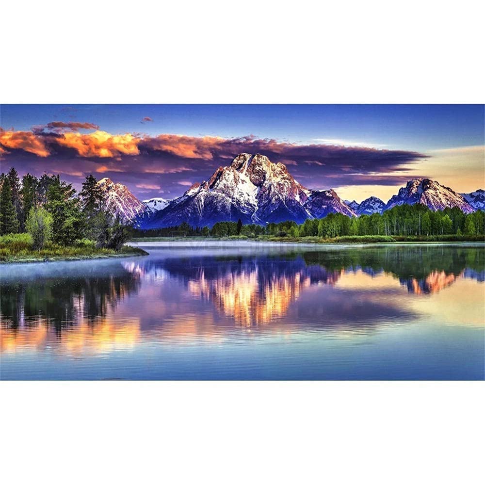 Kit Peinture Diamant 5D DIY Paysage Montagne Neige Stitch Enfant - 40x50 Cm Toile Complète Strass