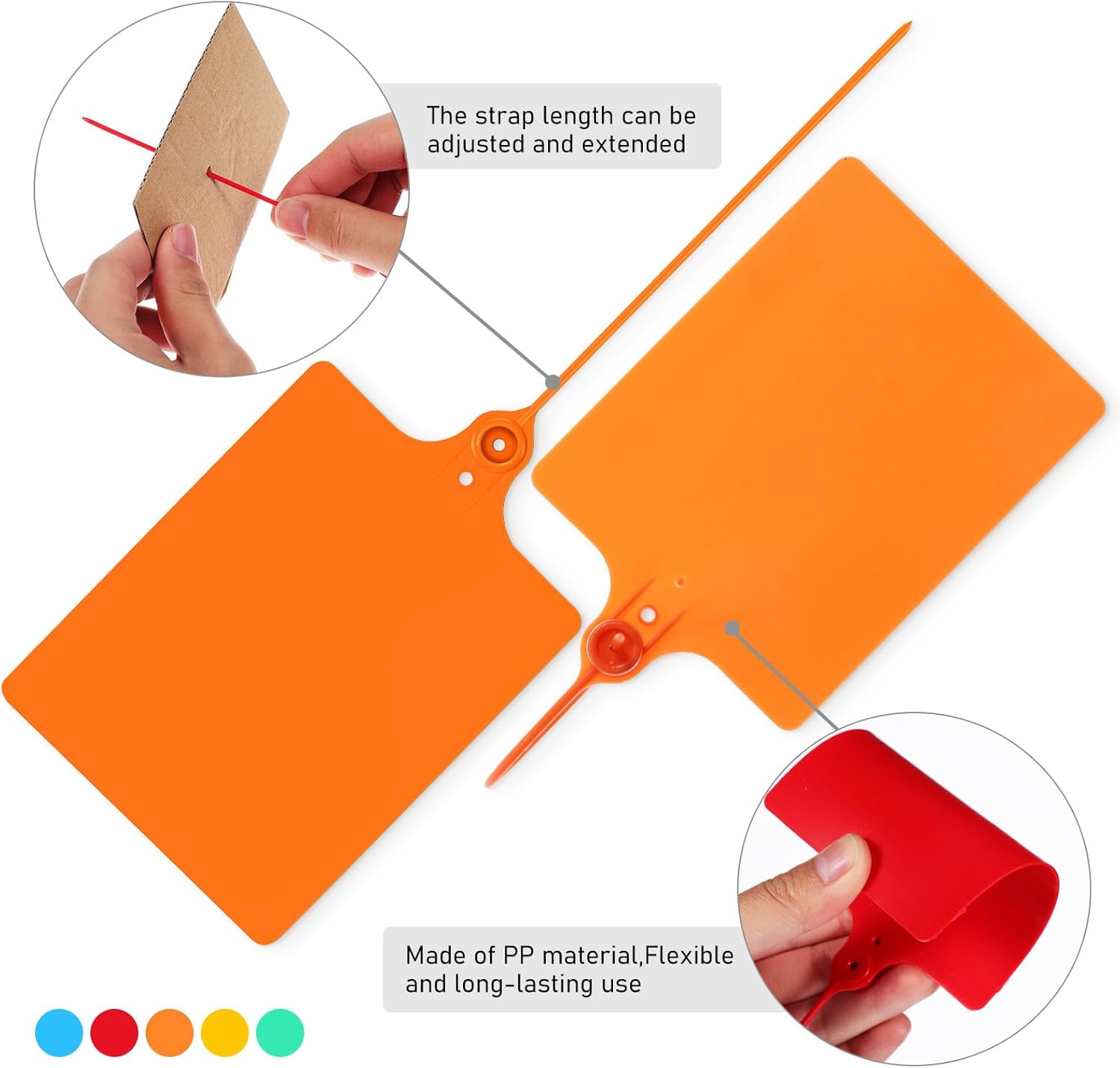 PRETYZOOM 80 Pcs Waterproof Plastic Shipping Tags with Wire, 80x100mm Colorful Inventory Luggage Label Tags for Packaging and Logistics Use