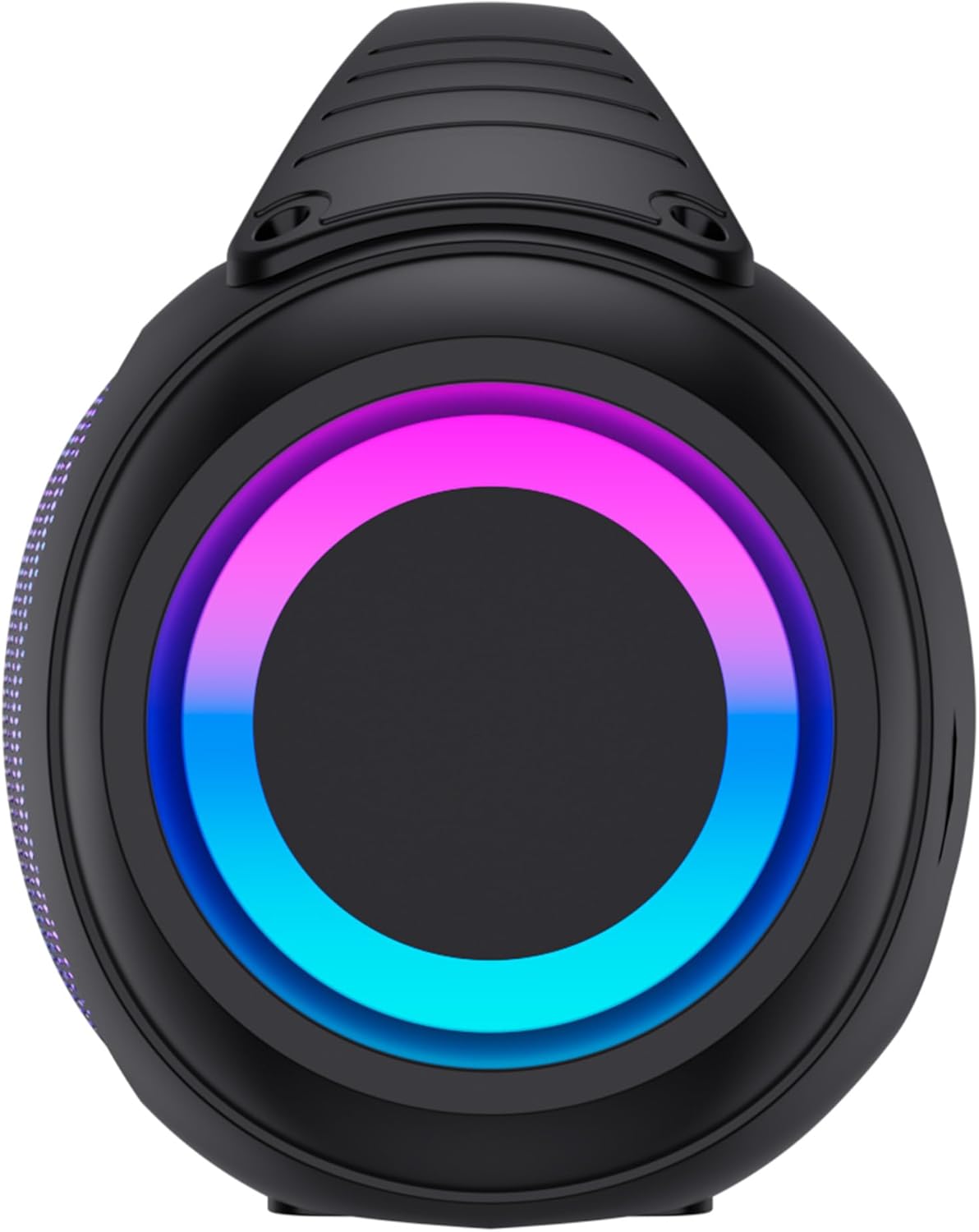 വശം view of Denver BTG-616 Bluetooth Speaker with circular LED light