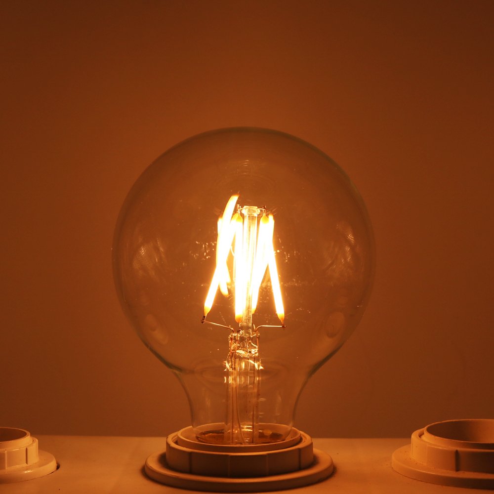 Ściemniana żarówka G80 4 W, prosta żarówka z wolframu, światło LED, antyczna żarówka E27, ciepła biel 2200 K, 220 V AC, zestaw 20 sztuk