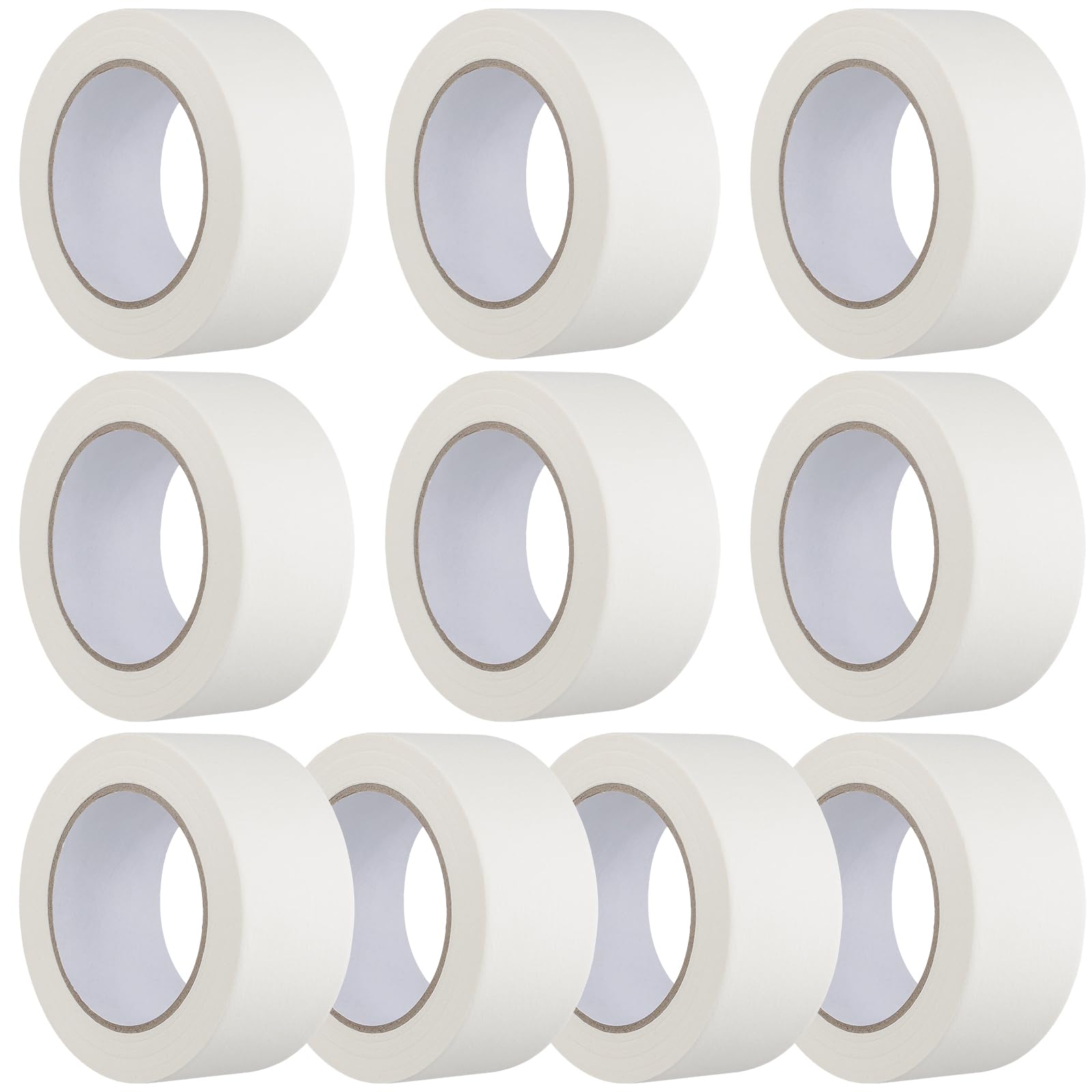 JIAYUET 10 Rolls White Painters Masking Tape,50mm x 50m Wide Masking Tape for Painting and Decorating
