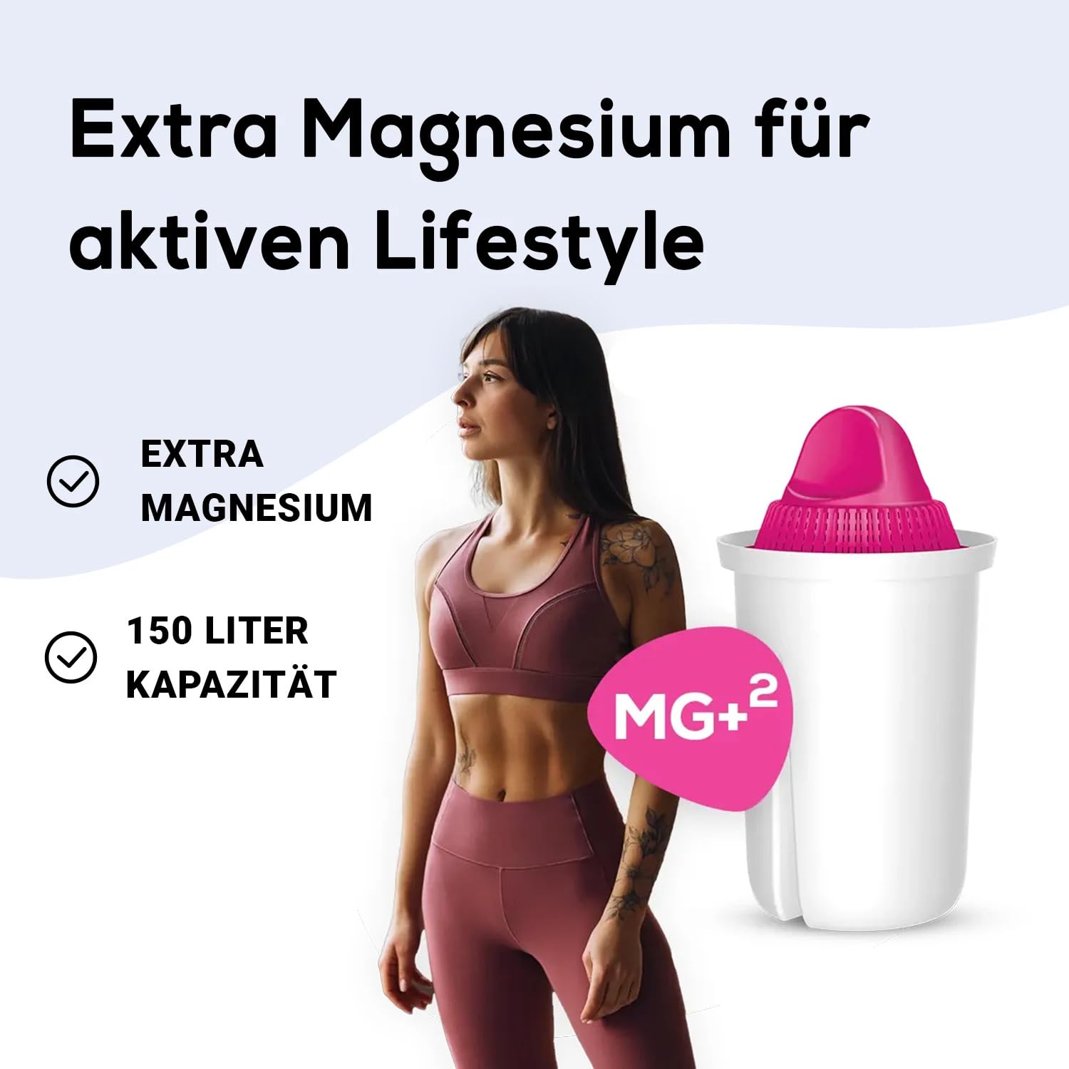 PearlCo - Filtr do wody Fashion (antracyt) z 12 wkładami filtrującymi AquaMag Classic (magnez) – pasuje do Brita Classic