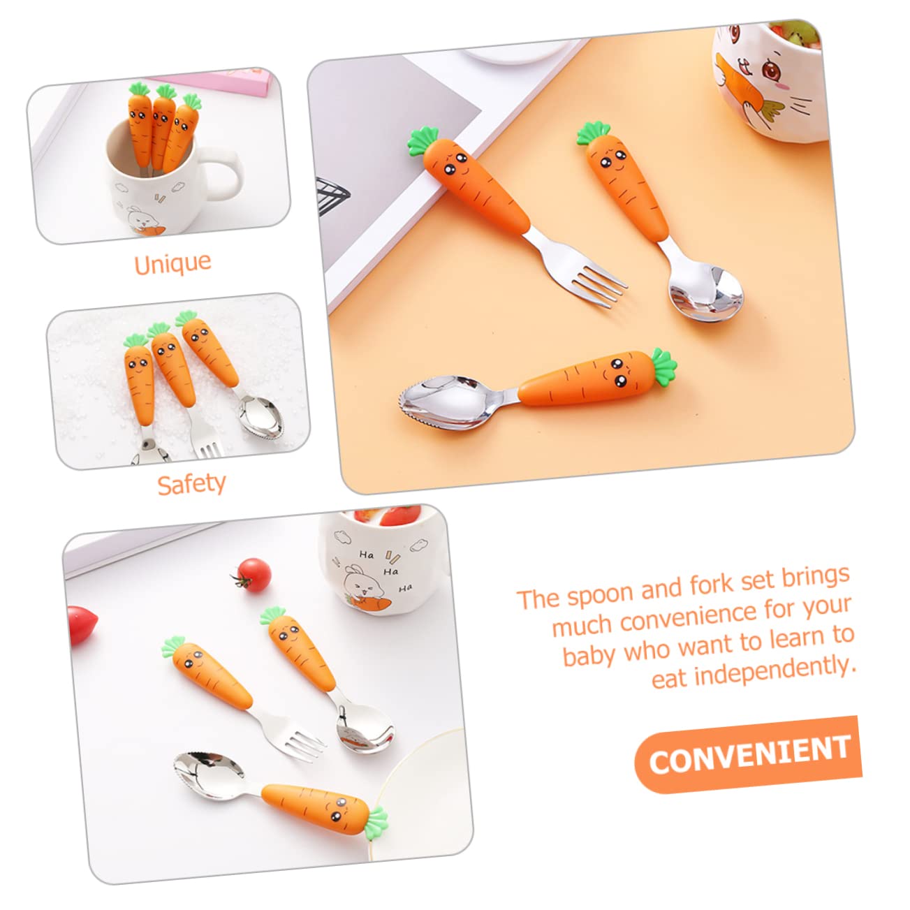 Toddmomy 1Set Stainless Steel Cutlery Ergonomic Fork and Spoon for Cartoon Design Dinnerware Lightweight and Easy to Grip Utensils for Boys