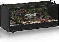 Tanque de vidro de terrário preto para répteis com portas deslizantes, ventilação superior de malha e alças - gaiola à prova de fuga para cobras, lagartos, lagartixas e pequenos animais