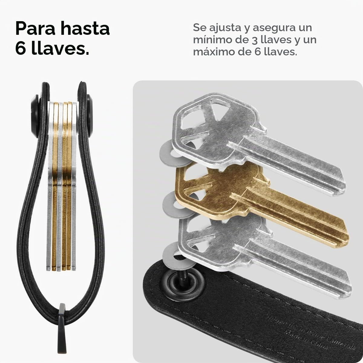 Spigen Valentinus Llavero de Cuero para hombres y mujeres - Negro
