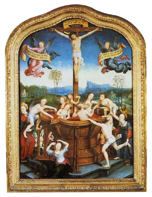 Affiche Impression d'art le Bain Mystique Jean Bellegambe l'Ancien Image Sur Toile