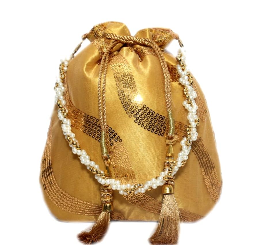 amerie fashions Premium Women's Golden Potli Bag Purse for Party Wedding-picture-11