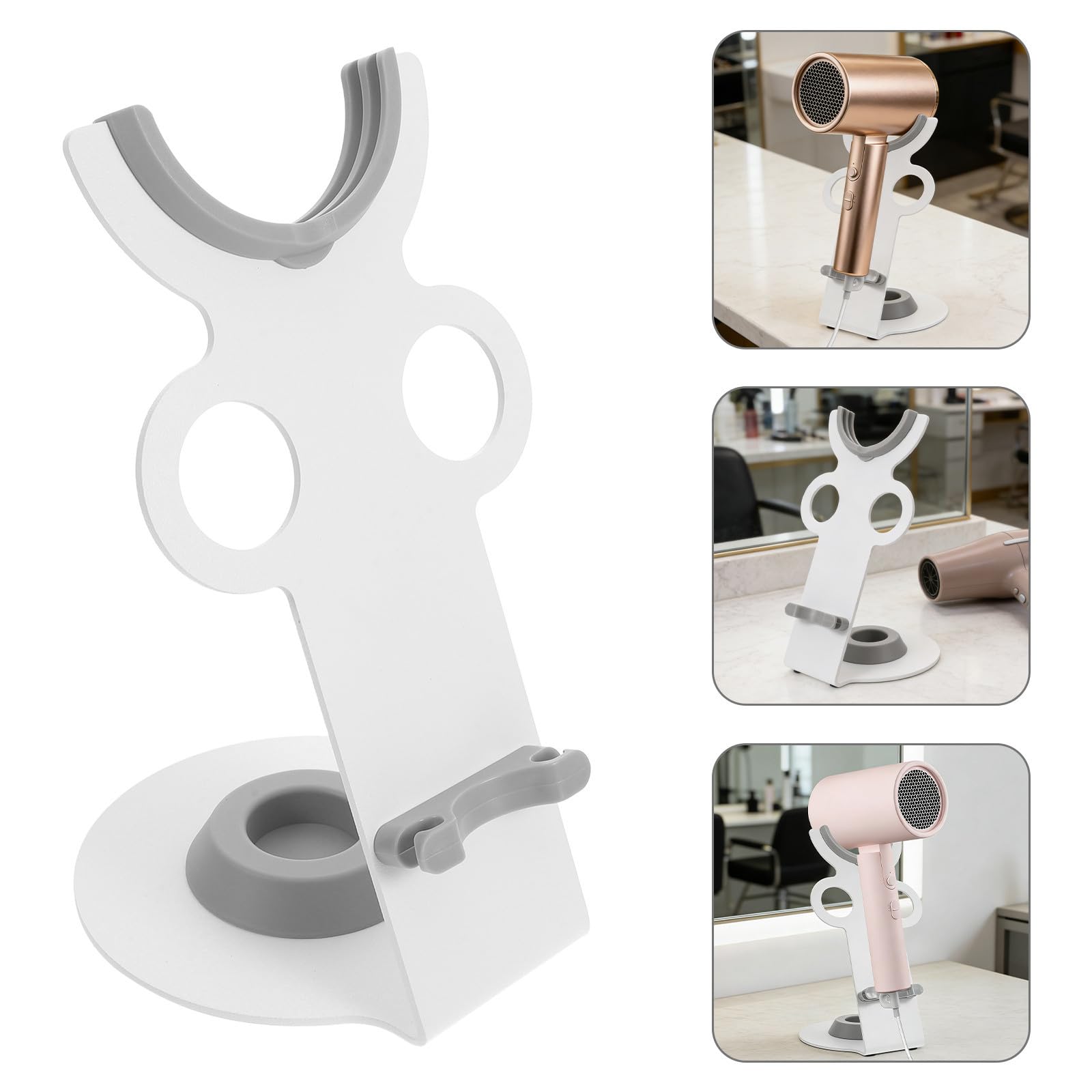 TOYANDONA Soporte Organizador para Secador de Pelo, Soporte Vertical de Encimera, Metal y Plástico, Plata, para Estación de Salón y Mostrador, sin Taladro