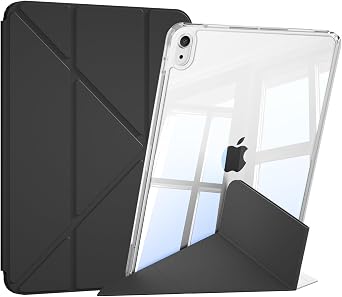 Clear Case for iPad A16 11th/10th Generation 2025/2022, 11/10.9 Inch, 2 in 1 Detachable Sliding Cover, Y-Multiple Stand Cover Support Vertical Screen Game Mode, Slim & Thin, Black