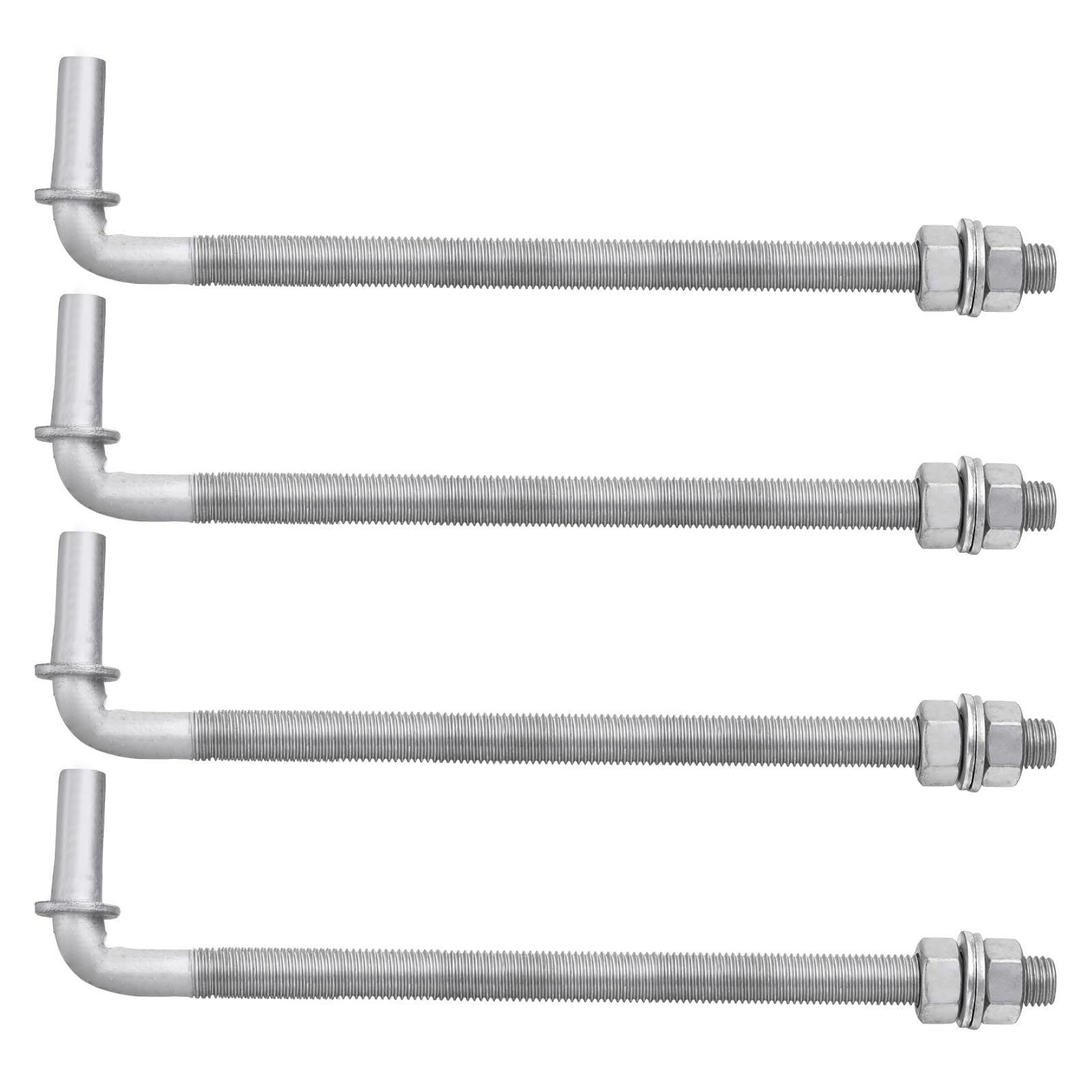 sourcing map 4 Pack J Bolt Gate Hinge, 12" Galvanized Steel Farm Gate Hinges, J-Bolt Chain Link Fence with 5/8" Male Pin for Back Yard, Farm Garden Door