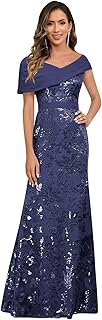 Sequin Mermaid Mother of The Bride Dresses for Women Chiffon Off Shoulder Ruched Long Formal Evening Gowns