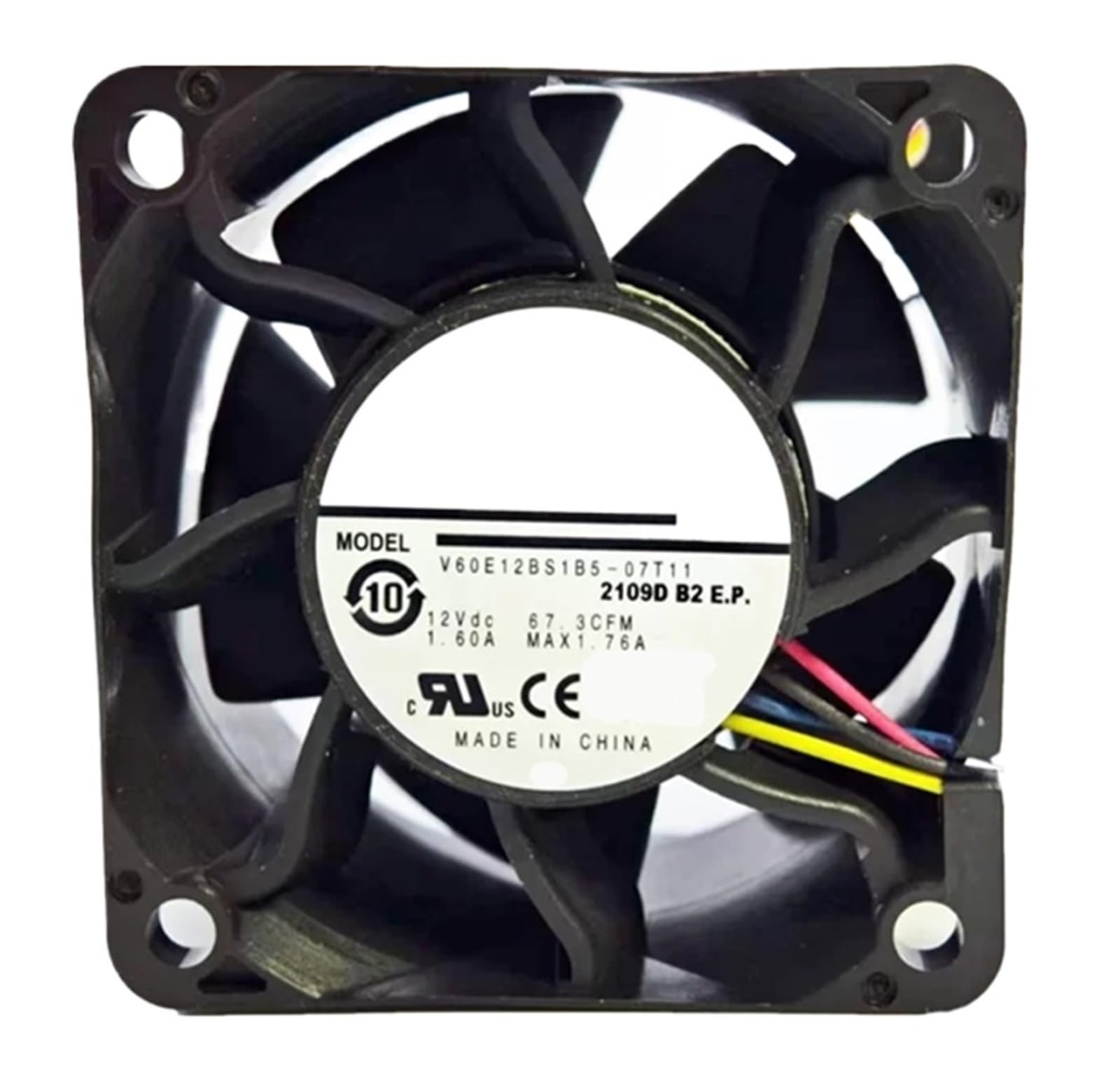 Ventilateur de refroidissement 6cm DC 12V 19,2W V60E12BS1B5-07T11 4 fils pour châssis