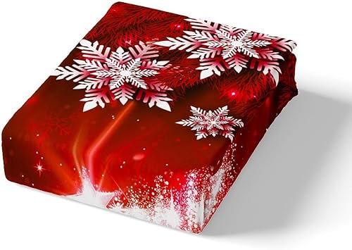 Miniatura 6 de Juego de sábanas de Navidad para árbol de Navidad con bolsillo profundo, sábana bajera ajustable de microfibra súper suave con purpurina (1 sábana