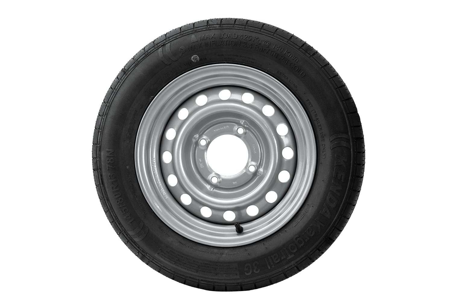 KENDA Ruota Completa per Rimorchio 145/80 R13 78N, Massima Stabilità e Sicurezza con Cerchio in Acciaio 4Jx13 H2 4x115 ET0 per Rimorchi Leggeri e da Campeggio