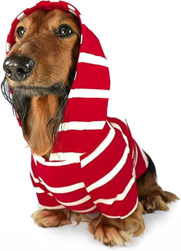 DJANGO Sudadera con capucha para perro y suéter súper suave y elástico con cintura elástica y portal de correa (S, rojo)