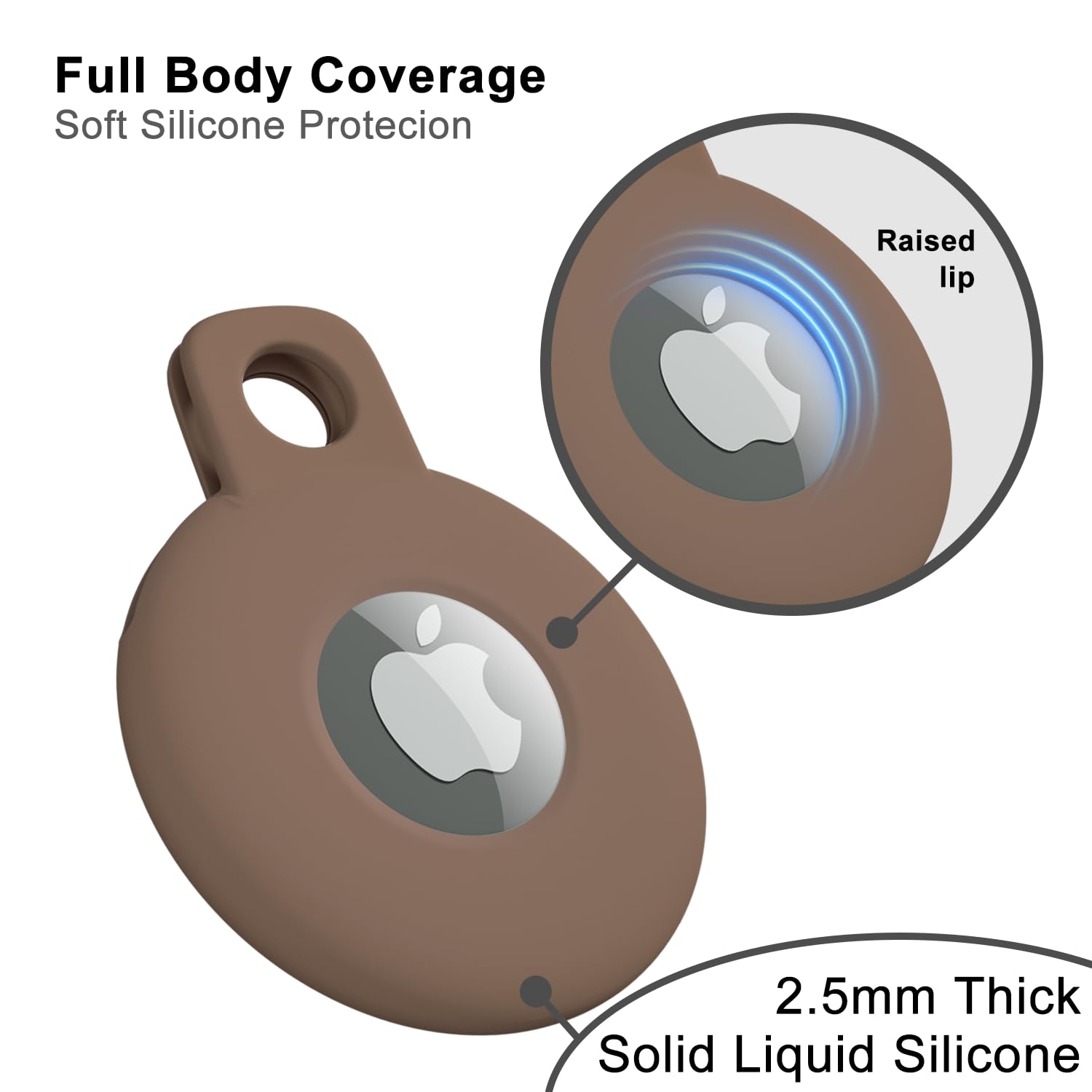 Svanove for Airtag Keychain Airtag Holder Key Ring, Siliocne Airtag Case Air Tag Cover, Cute Airtag Accessories for Kid, Luggage, Cat Dog Collar, Car, Compatible with Apple Airtag 2021, Brown Fall - 5