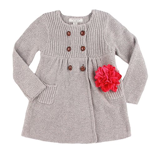 Richie House Girls' Knit Coat with Flower Accessory RH0152