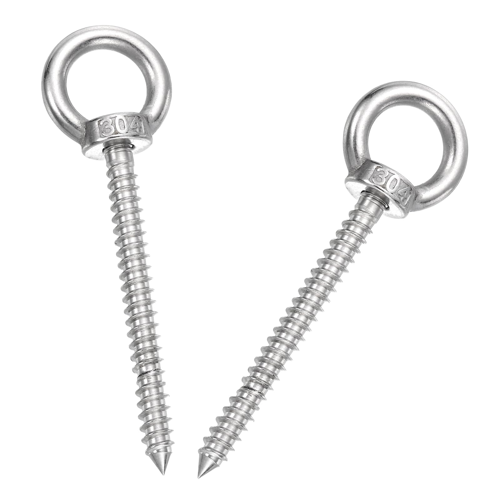 sourcing map M8x80mm Eye Hooks 4.6x1.3x1.3 Inch 304 Stainless Steel Eye Bolts Hammock Hooks for Screw Eyes Hanging Swing, Yoga Hammock Stand, Pack of 2 — image 1