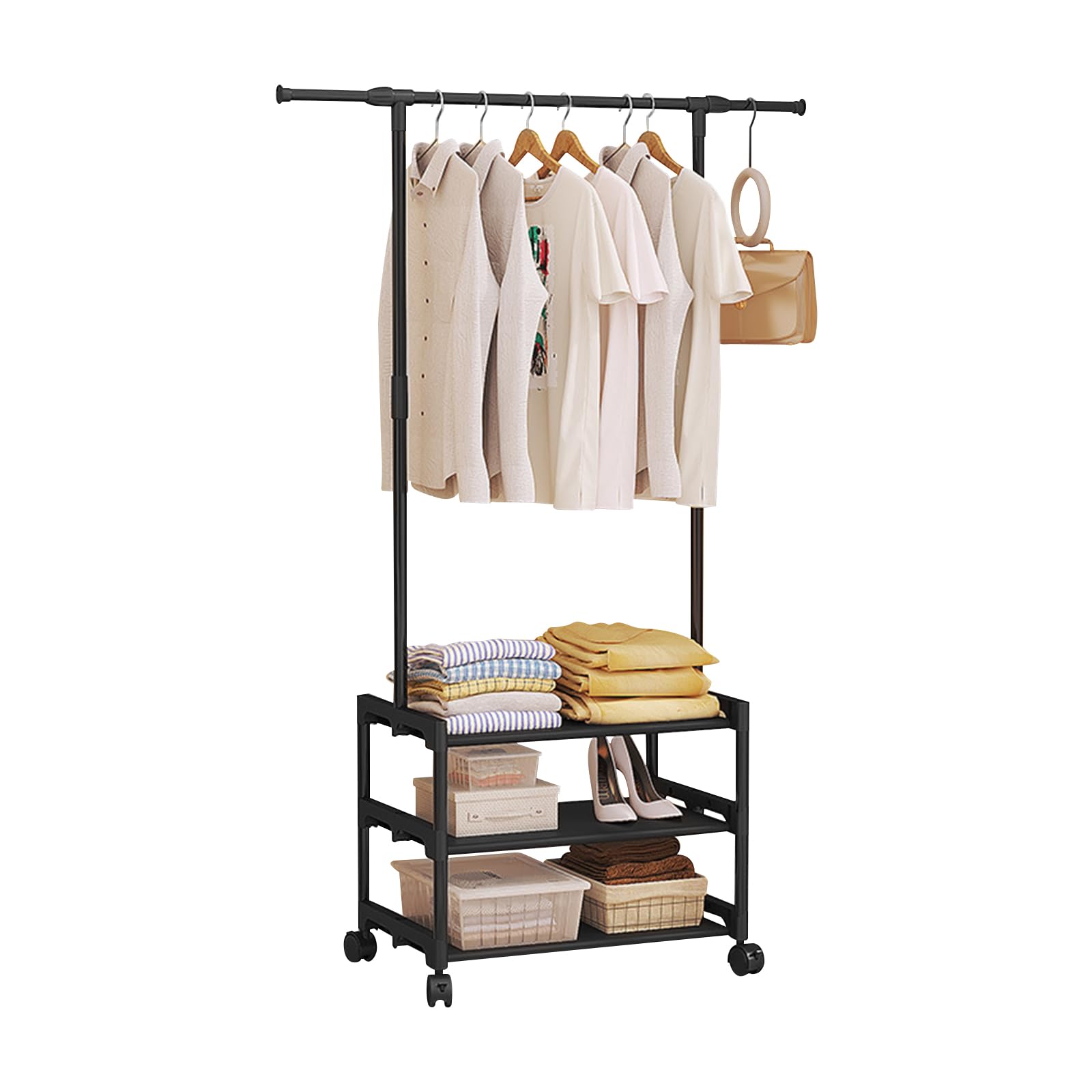 Ergocar Appendiabiti Da Stoccaggio Con Gancio Metallico Con Rack Multistrato Design Multifunzionale Mobile a 360 ° e Stabile Adatto Per Camera Da Letto, Soggiorno e Portico