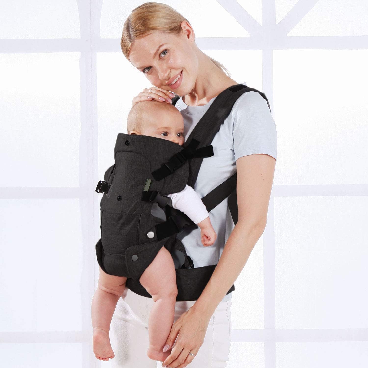 61mS52s4KdL._AC_SL1500_ Baby Carrier Sling, Infants Soft Carriers for Newborn Toddlers Sling Wrap Front and Back, Ergonomic Design 4 in 1 Multi-Functional Breathable Adjustable Hug Strap for Babies-Black