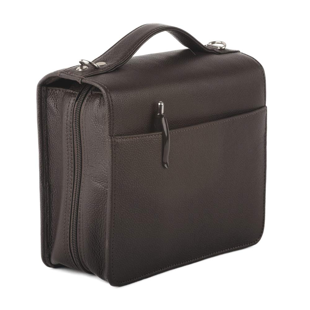 SartoriusSKIN Tasche PURO aus Nappaleder in Gr. L in Kaffee-braun, Buchhüllen-Tasche mit Buchstütze und Tragegurt