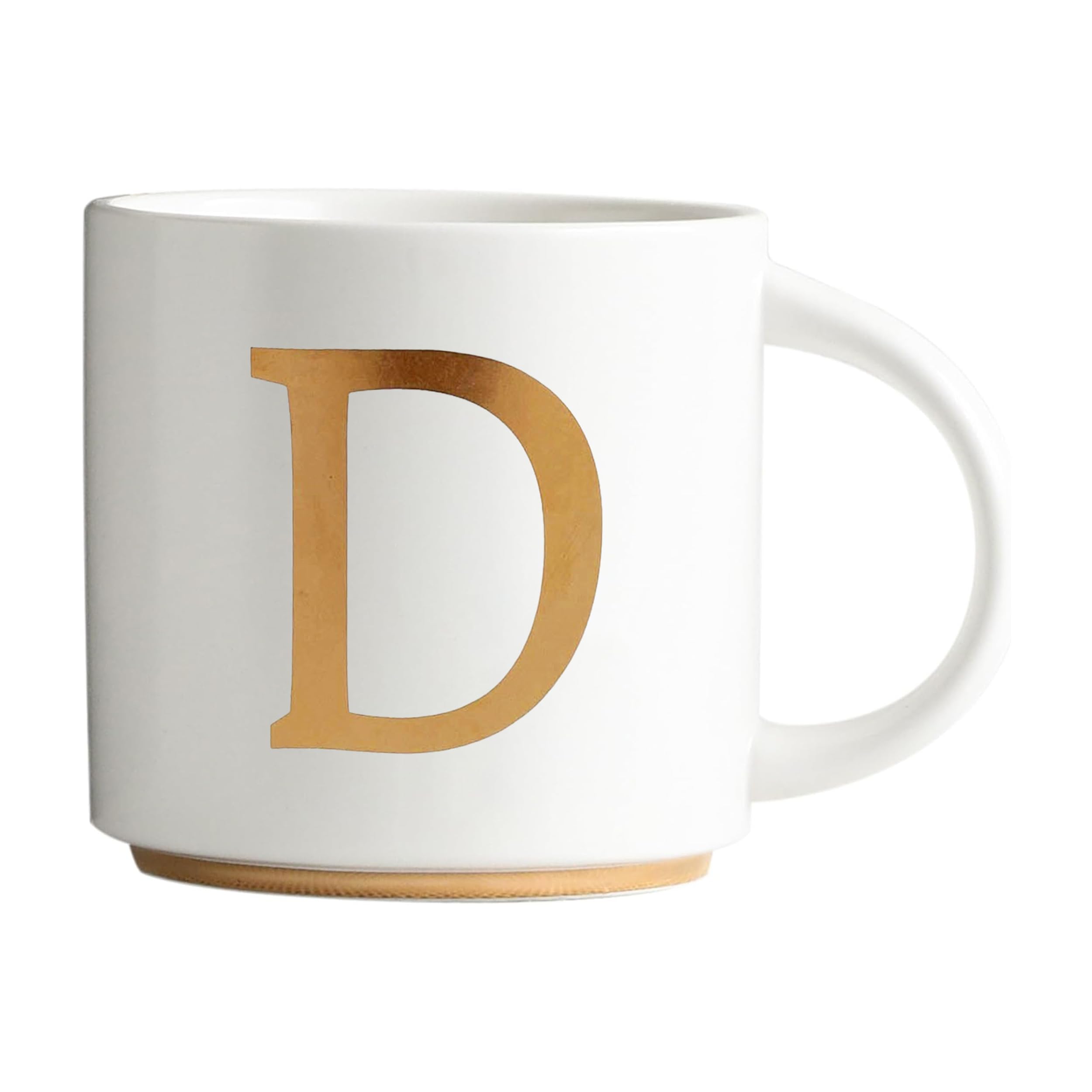 COLLECTIVE HOME - Monogram Ceramic Mugs, 15 oz Golden Initial Coffee Cups, Elegant Alphabet Tea Mugs, Elegant Personalized Mug with Gift Box, Unique Mug with Double Side Capital Letter (D)