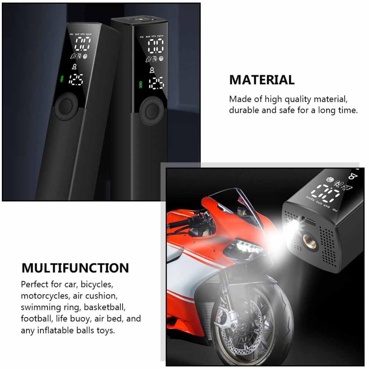1pezzi Pompa Elettrica Per Pneumatici Compressore Portatile Per Biciclette Gonfiatore Mini Usb Ricaricabile Bassa Rumorosità Per e