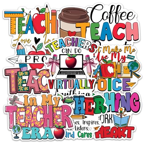Image of Teacher Sticker 8 Pcs (Large Size) Vinyl Stickers Laptop Waterproof Decal for Car Bumper Water Bottle Notebook Luggage Window Funny Party Birthday Decorations - Size 4 Inches