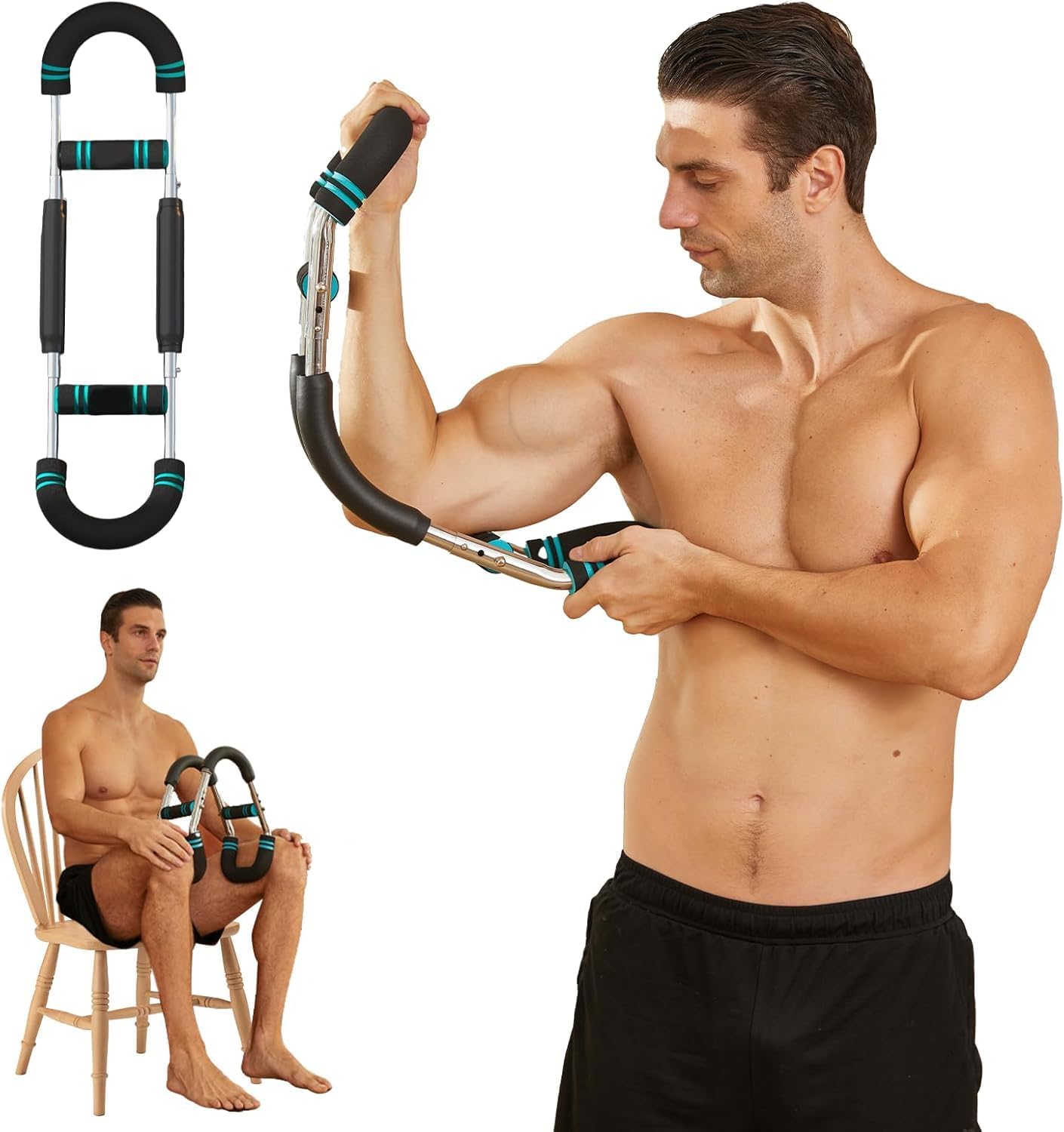 Twister Arm Exerciser Chest Workout,Portable Power Twister Bar,Muscular Strength Enhancer,Thigh Master Trainer Men,At Home Fitness Equipment U110-130lbs