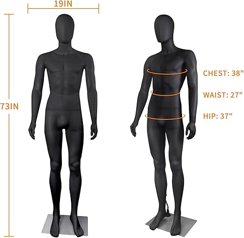 Miniatura 10 de Maniquí femenino Forma de vestido negro Cuerpo de maniquí de cuerpo completo 70 pulgadas Maniquíes ajustables Modelo de vestido de plástico